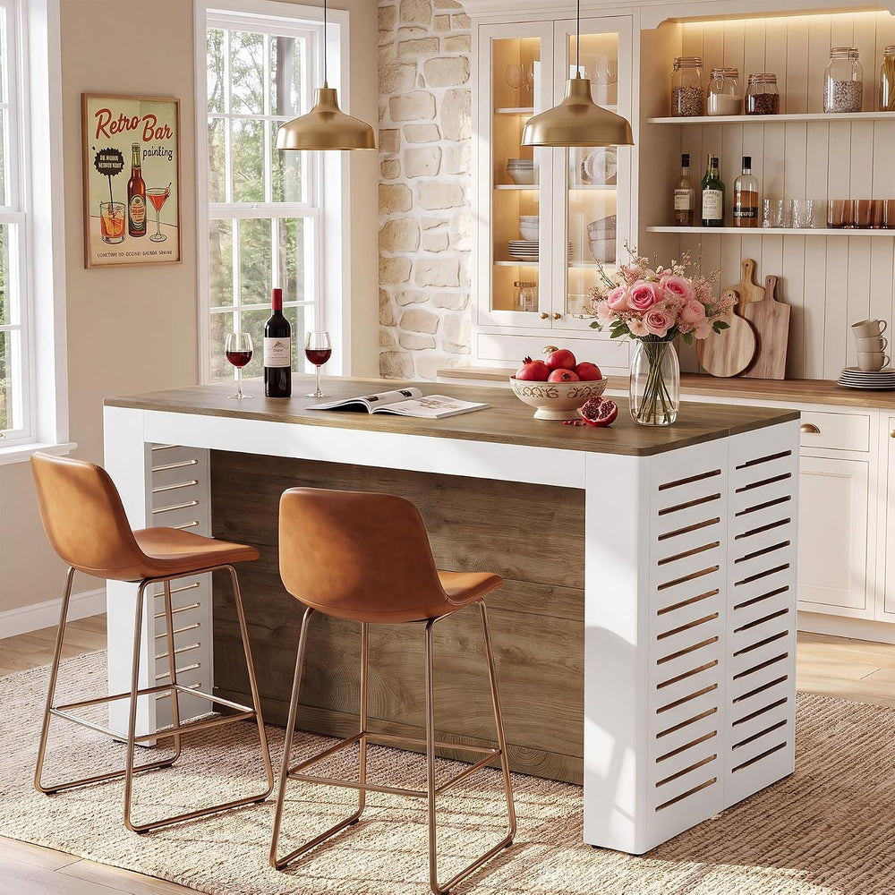 Tribesigns 55.1-Inch Kitchen Island with Storage and Seating Space | 3-Tier F...