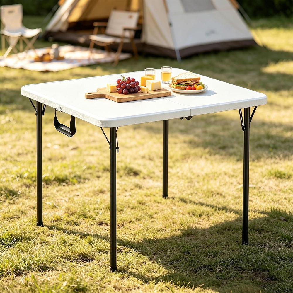 Folding Table, 36in Folding Table Portable with Built-in Handle, Plastic Tabl...
