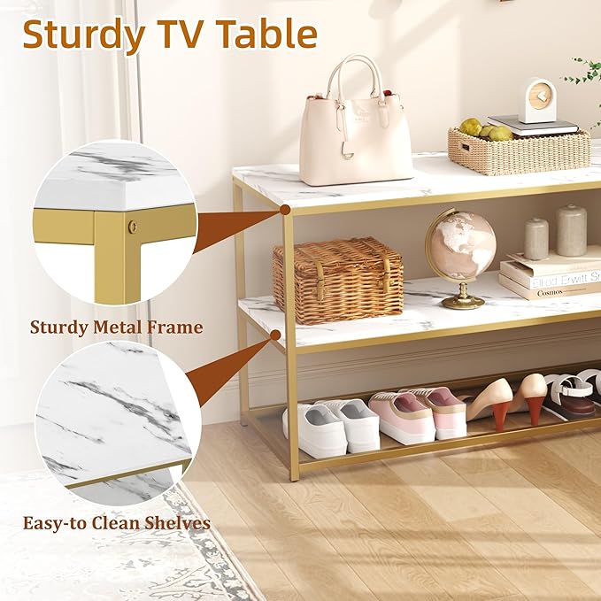 Function Home TV Stand for TVs up to 50 Inch, 2 Tier Entertainment Center, Mo...