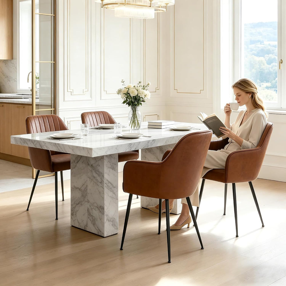 LSSPAID Dining Chairs Set of 2, Upholstered Faux Leather Modern Accent Vanity...