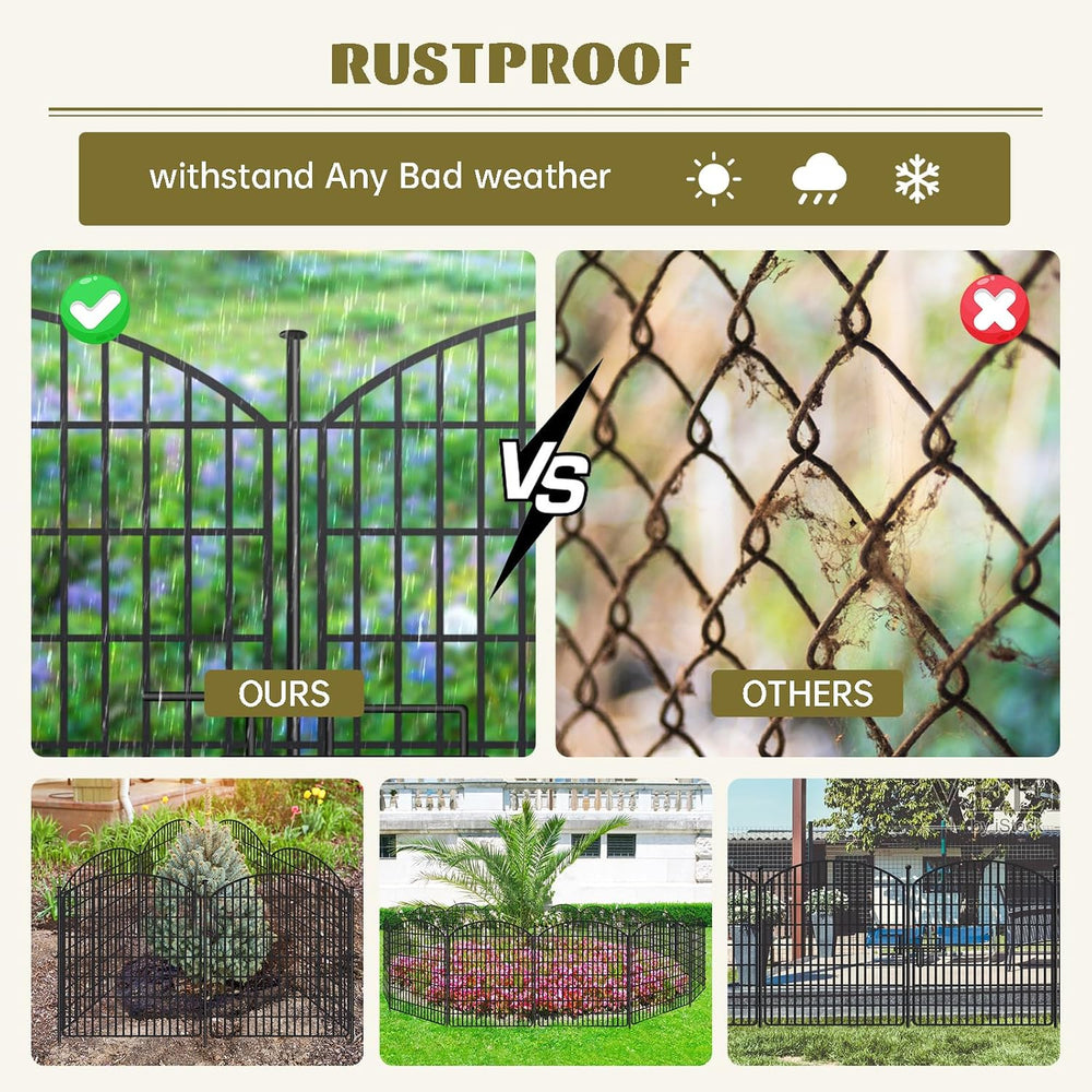 16 Panels No Dig Garden Fence with Gate, 32in x 38.6ft Decorative Dog Fence O...