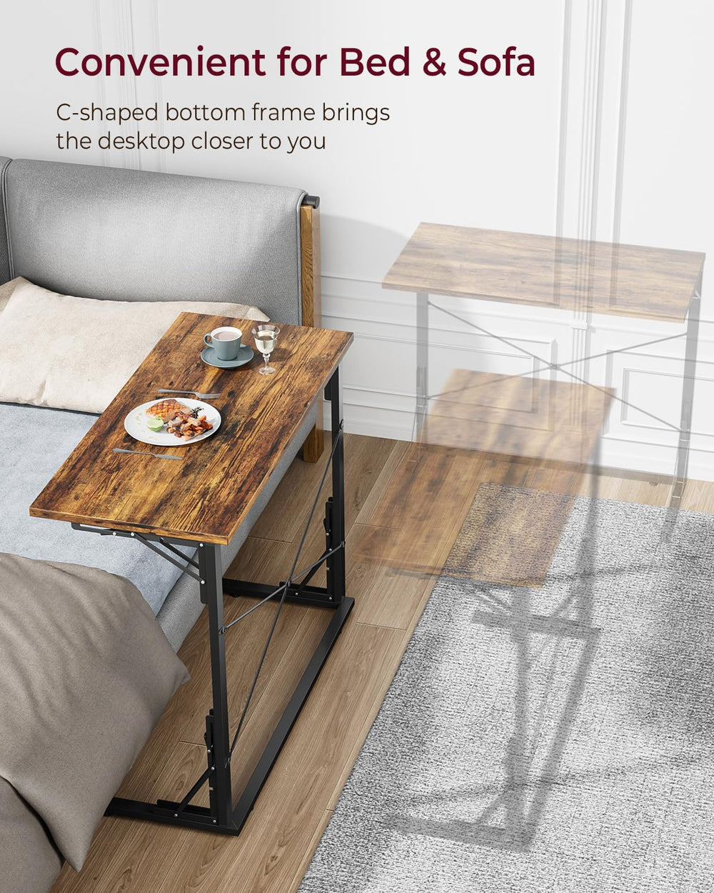 Vantic 31.5" Folding TV Tray Table for Eating on Couch, Rustic Brown | F...