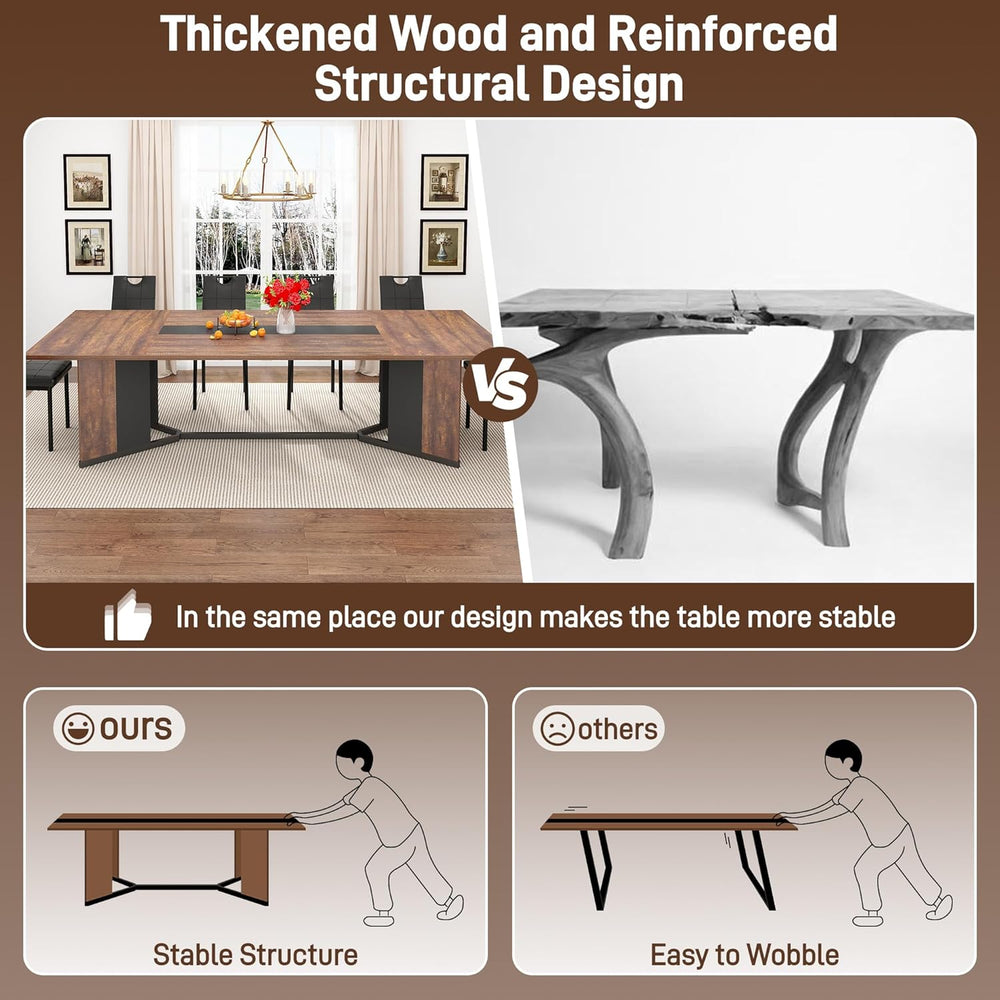 chartustriable Dining Table for 8-10 People,94" Large Modern Kitchen Tab...