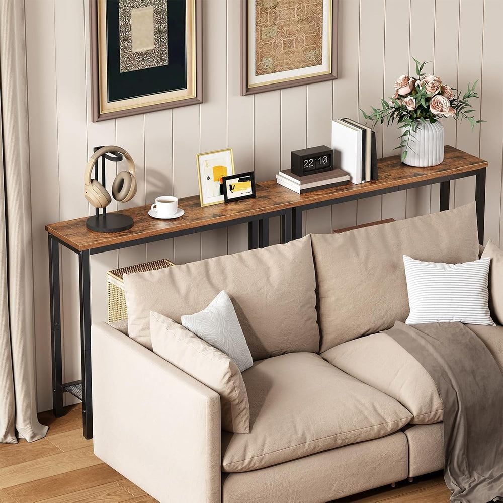 HOOBRO 29.5" Narrow Console Table, Set of 2, Small Entryway Table with S...