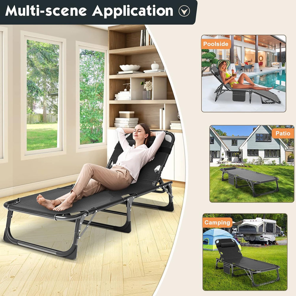 MOPHOTO 5-Position Folding Chaise Lounge Chair for Patio, Outdoor & Pool ...