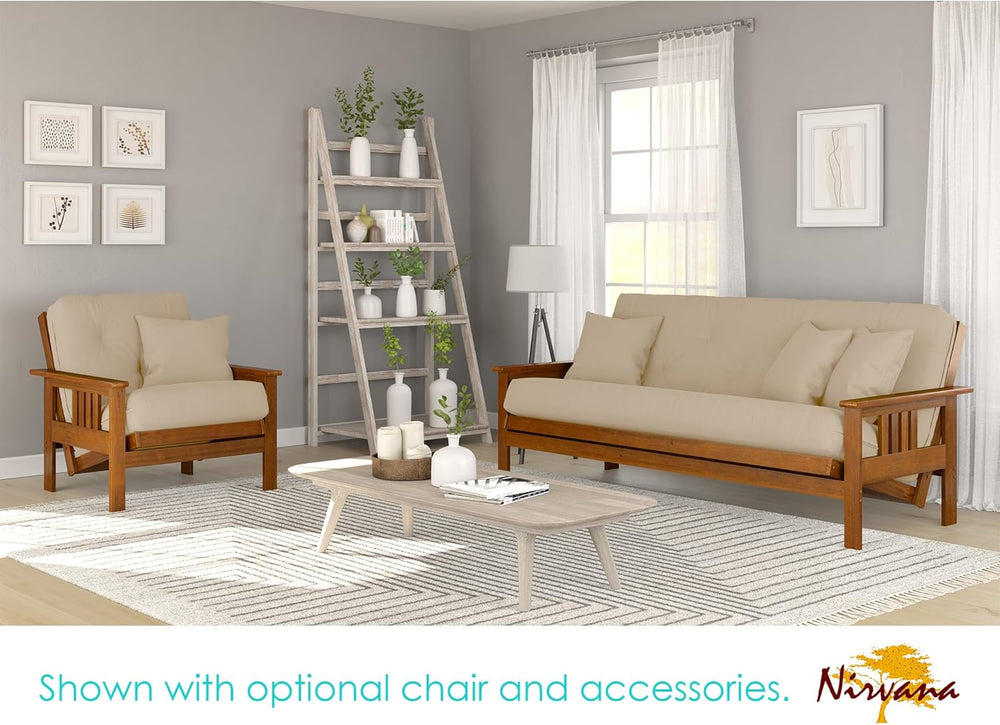 Stanford Futon Set - Full Size, Frame, 8" Twill Khaki Mattress
