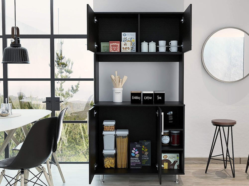 3 Shelf Pantry Cabinet Black