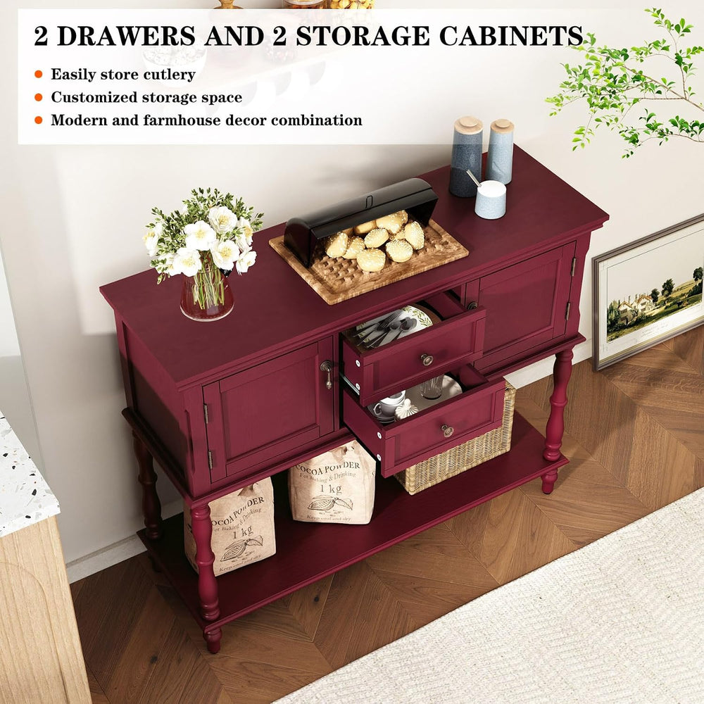ARTPOWER Console Table with 2 Drawers, Retro Entryway Table with 2 Door