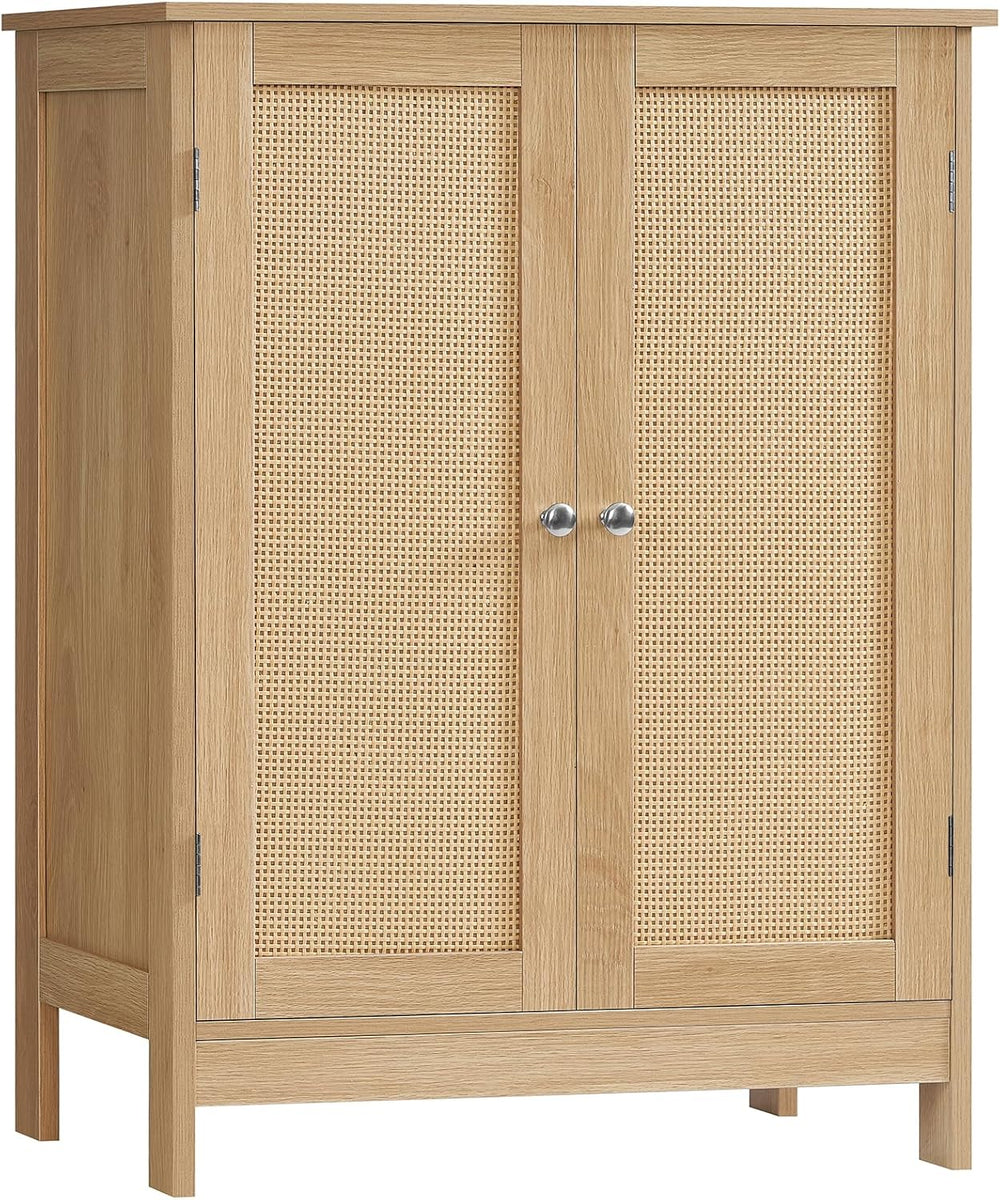 Iwell Storage Cabinet, Rattan Cabinet with Adjustable Shelf, for Living Room,...