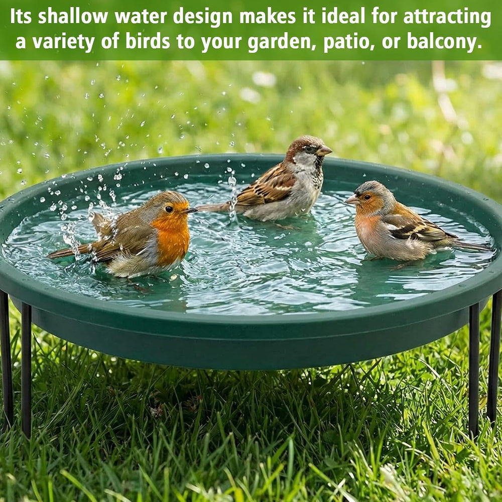 14.37'' Ground Bird Bath for Outside Large Bird Bath, Green