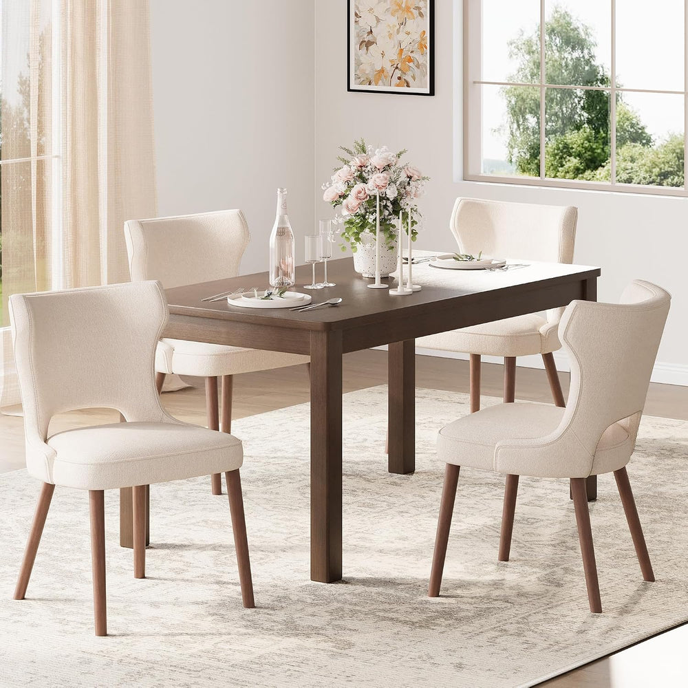 Upholstered Dining Chairs Set of 4, Kitchen Chairs with Curved Backrest | Woo...