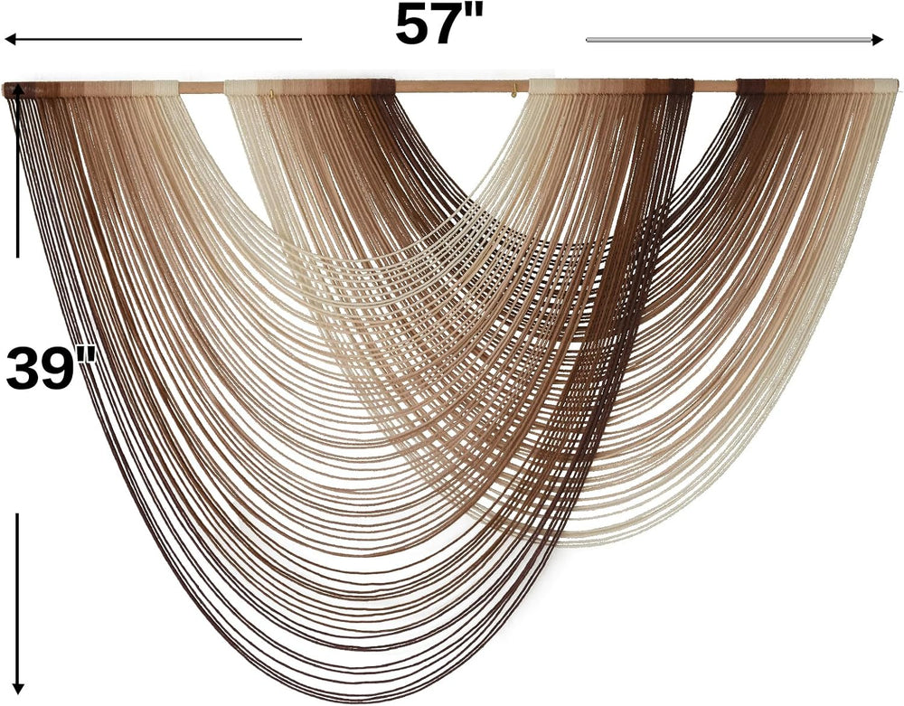 Macrame Wall Hanging Dip Dyed Large Boho Brown Fiber Wall Art 57"W*39&qu...