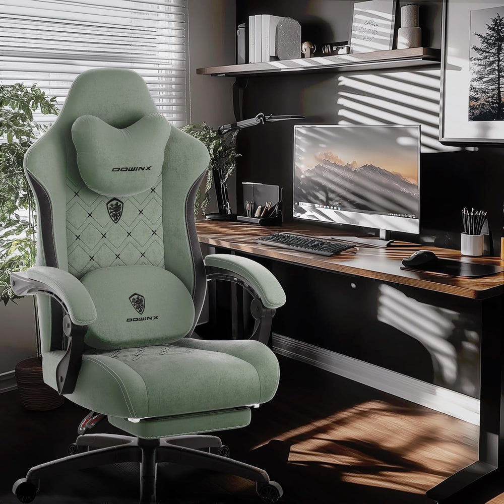 Dowinx Gaming Chair with Heated Massage Lumbar Support,Big and Tall Fabric Ga...