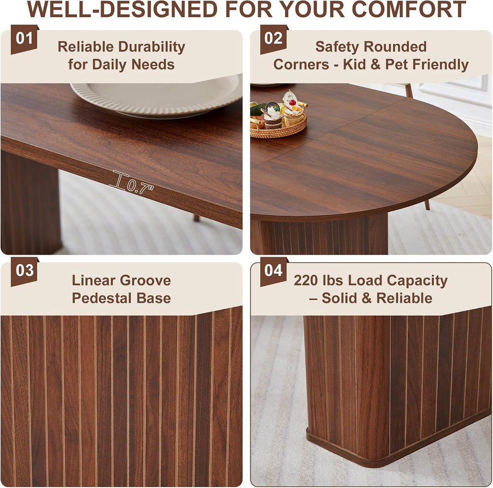 weselon 78.7" Oval Dining Table for 6-8 People, Large Kitchen Dining Tab...