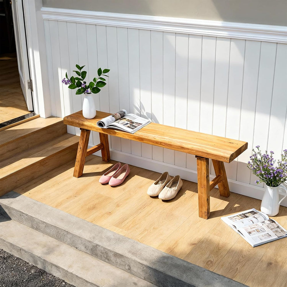 Wooden Bench Indoor Farmhouse Skinny Entryway Bench Hallway Foyer | Rustic In...