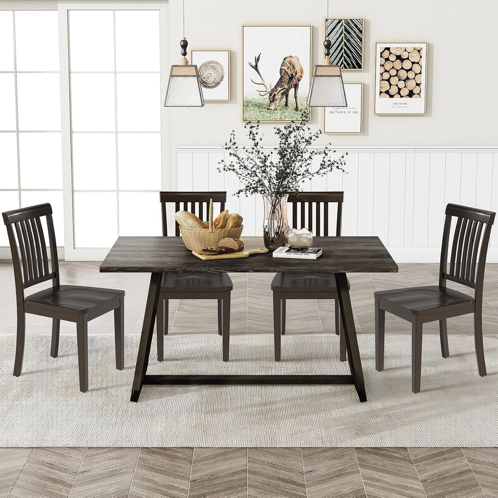 COLAMY Wooden Dining Chairs Set of 4, Spindle High Back Windsor Kitchen Side ...