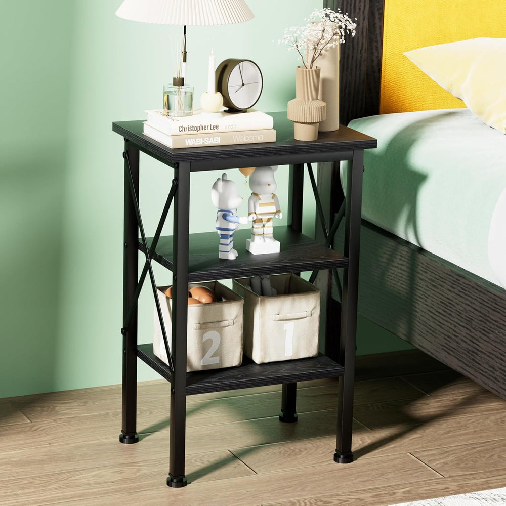 VECELO Modern Nightstands X-Design Side End Table Night Stand with Storage Sh...