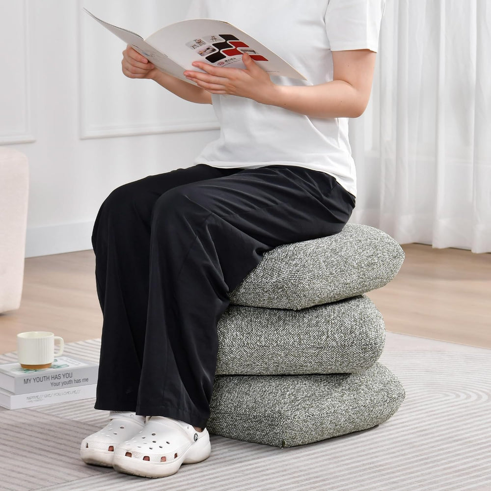 DUHOME 360°Swivel Upholstered Square Ottoman with Storage,Modern Boucle Ottom...