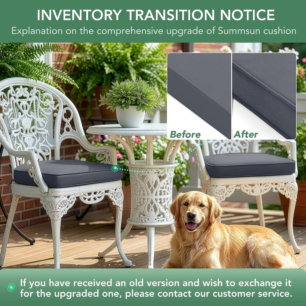 Outdoor Dining Chair Cushions, Set of 4, 19 x 19 Inch, Dark Grey