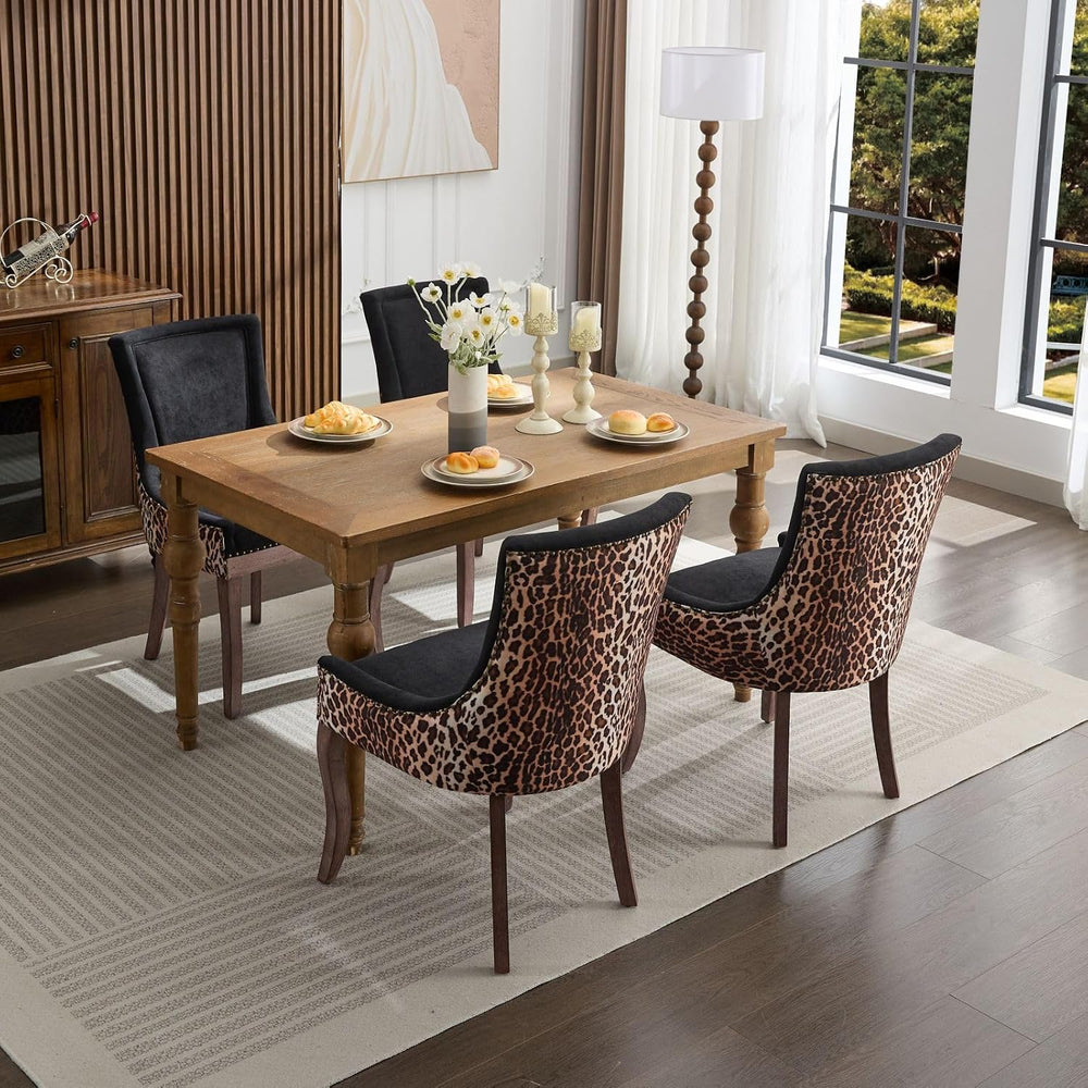 LKTART Upholstered Dining Chairs Set of 2, Solid Wood Kitchen Dining Room Cha...