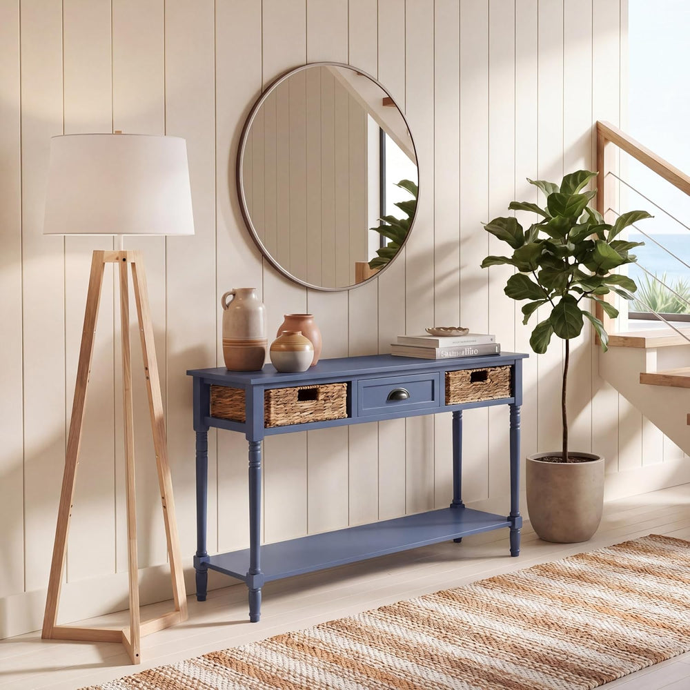 SAFAVIEH Home Collection - Christa Entryway Console Table, Blue Solid Wood 3-...