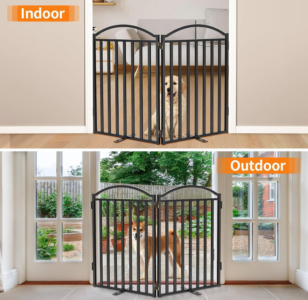 Malier Metal Freestanding Dog Gates, Outdoor Indoor Dog Fences, Extra Wide Fo...