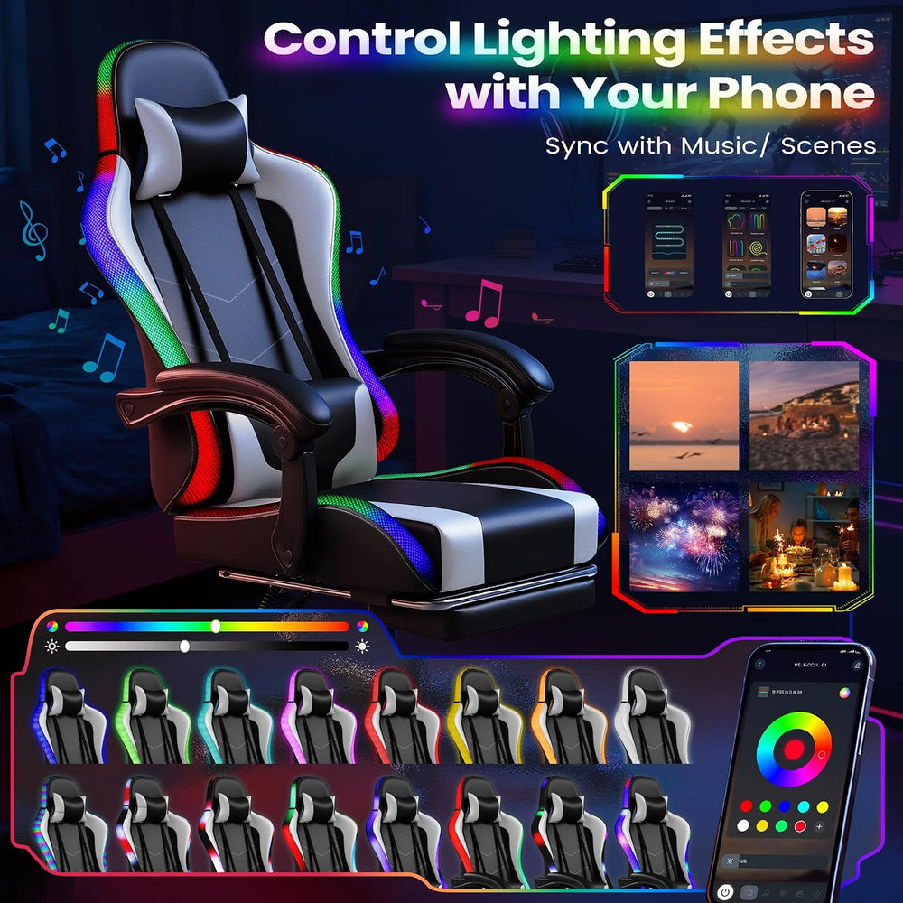 Homall Gaming Chair, Video Game Chair with Footrest and Massage Lumbar Suppor...