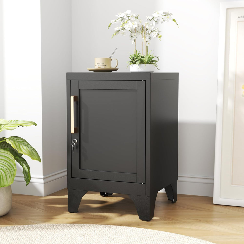 23.6" H Black Metal NightStand Locker Storage Cabinet with 1 Doors, Smal...