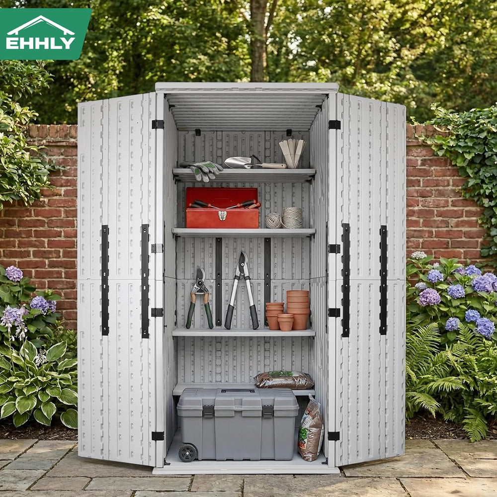 EHHLY Heavy Duty Tall Storage Cabinet Outdoor Weatherproof, 28 Cuft Garage St...