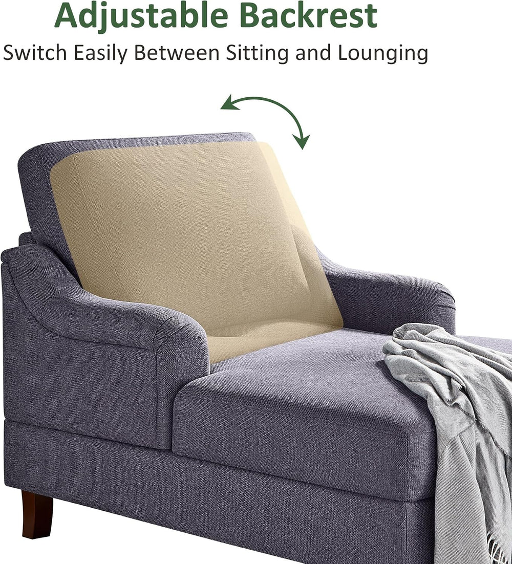 VANOMi Chaise Lounge Chair Indoor with Adjustable Backrest, Upholstered Sofa ...