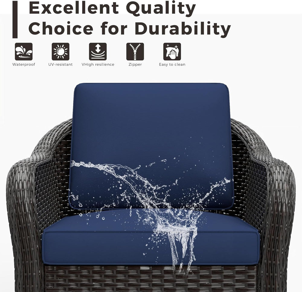 Outdoor Wicker 360 Degree Swivel Glider Rocker Chairs Set, Patio Conversation...