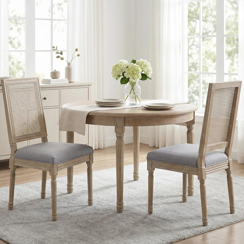 chairus Farmhouse Dining Chairs Set of 4, Rectangle Rattan Back French Countr...
