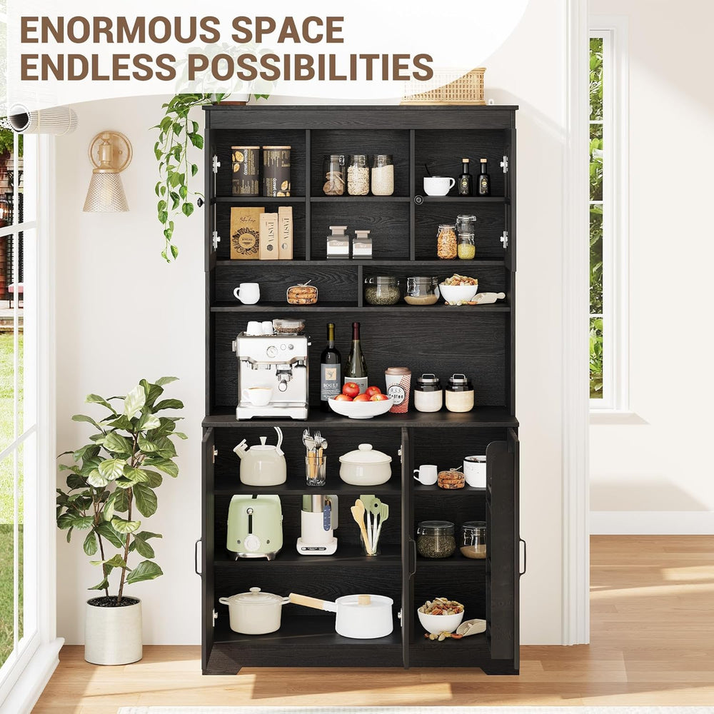 Spacious Storage & Modern Design Pantry Cabinet with Hutch – 70.9'