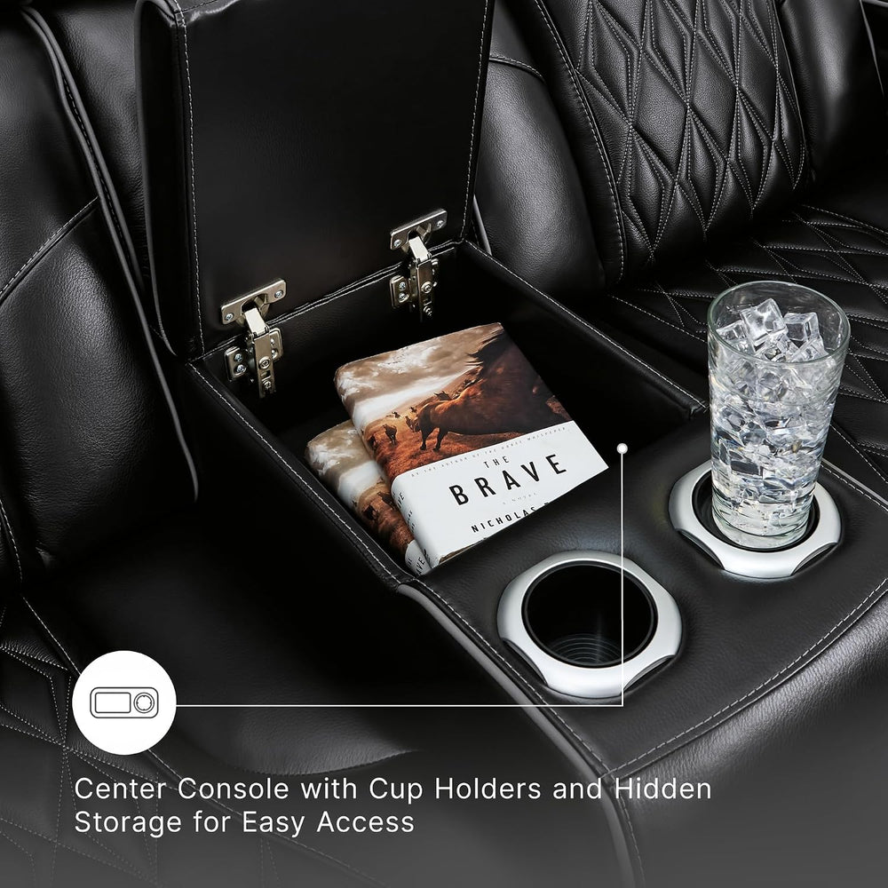 Signature Design by Ashley Boyington Power Reclining Loveseat with Console | ...