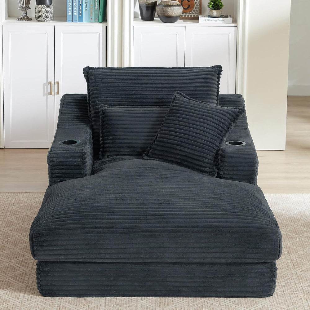 47.2"Oversized Chaise Lounge Chair Indoor,Corduroy Reading Chair with Cu...
