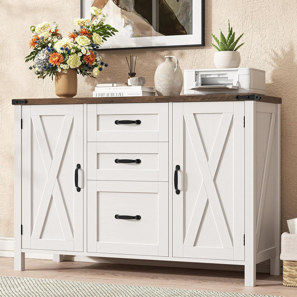 Vabches File Cabinet with 3 Drawers Fits Files Letter/A4 Size, Rustic White |...