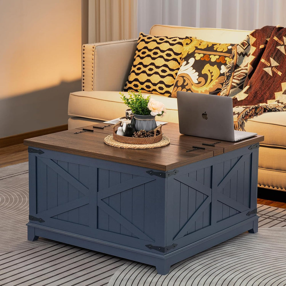 Farmhouse Coffee Table Set of 3, Furniture Set with Charging Station, Coffee ...