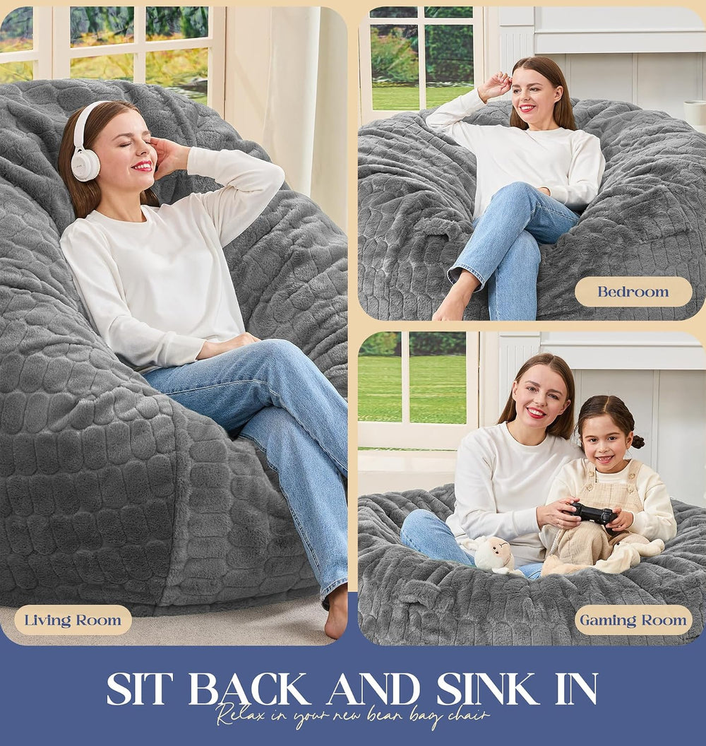 Hobestluk Large Bean Bag Chairs 3FT Big Adults BeanBag Chairs Plush Cover | M...