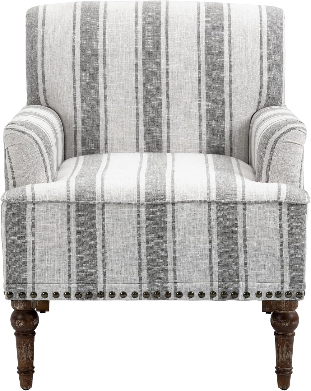 Stripe Accent Chair, Fabric Upholstered Armchair, Gray