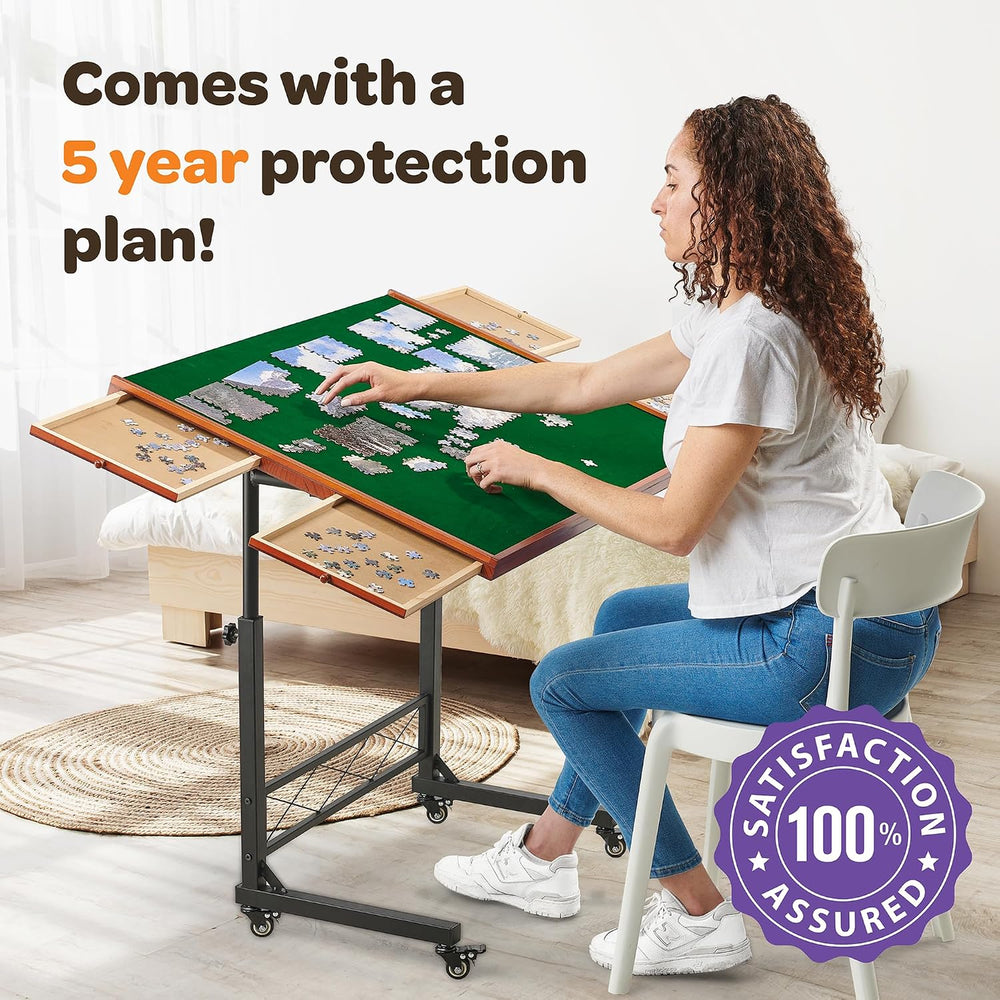 JoyBerri Jigsaw Puzzle Table with Drawers – Adjustable Height, All Ages