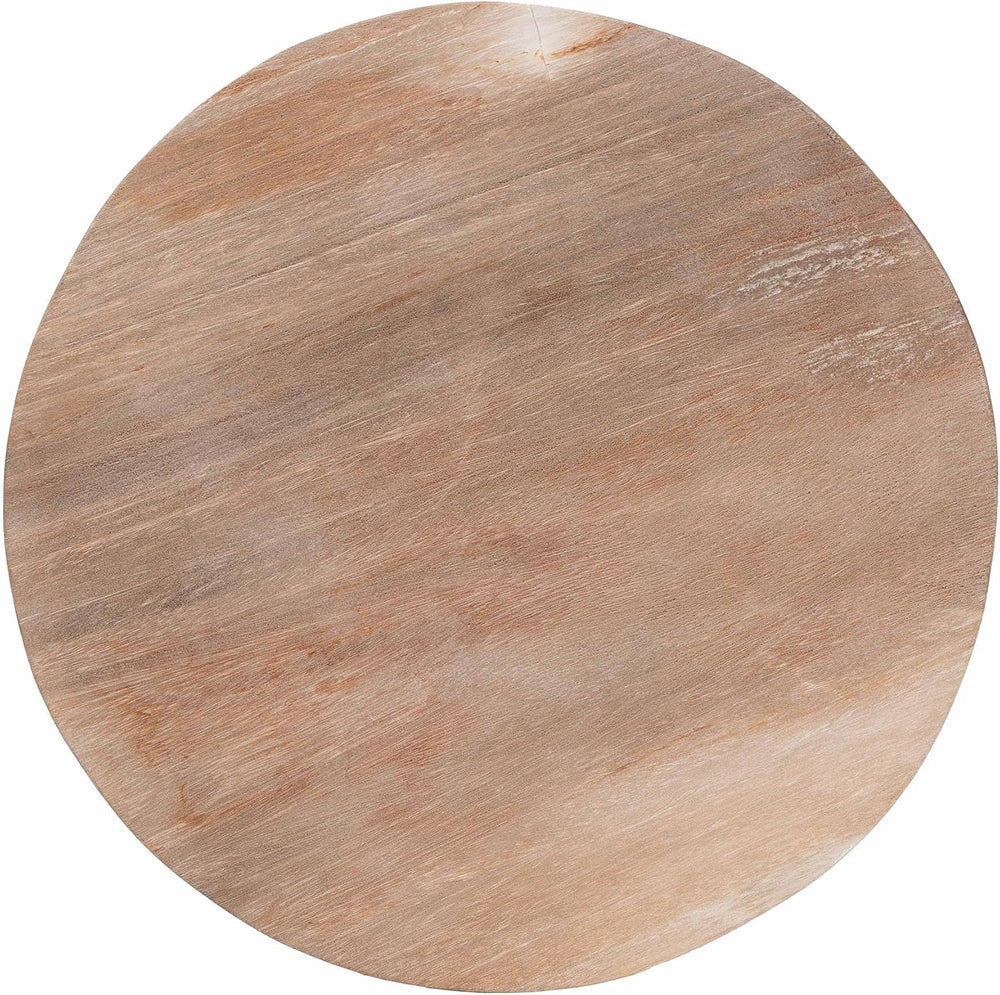 Bali & pari Ziva End Table with Petrified Wood Top - Pedestal Accent Side...
