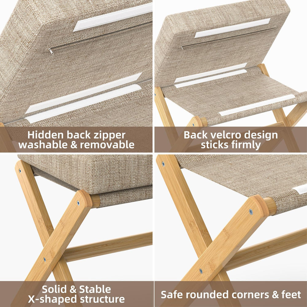 BAMBOOHOMIE Foldable Foot Stool Ottoman, Modern Foot Rest with Bamboo X Legs ...