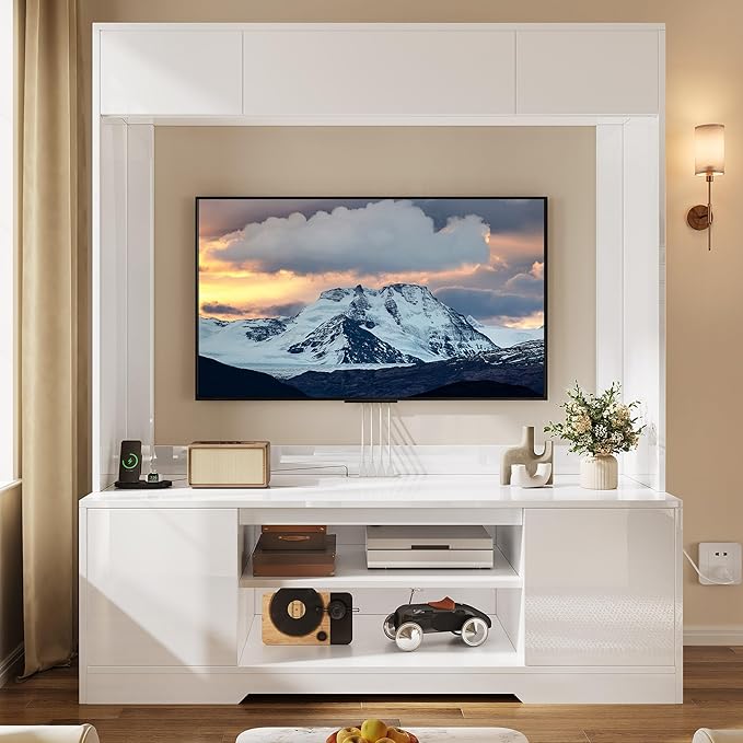 YITAHOME Wall Unit Entertainment Center for 65 Inch TV, Tall TV Stand with Po...