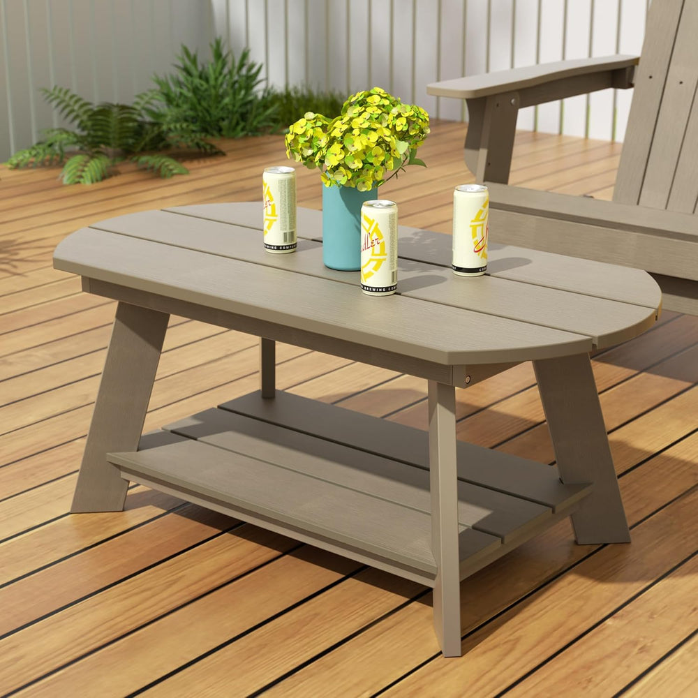 WestinTrends Tuscany Outdoor Coffee Table, All Weather HIPS 2 Tier Patio Adir...
