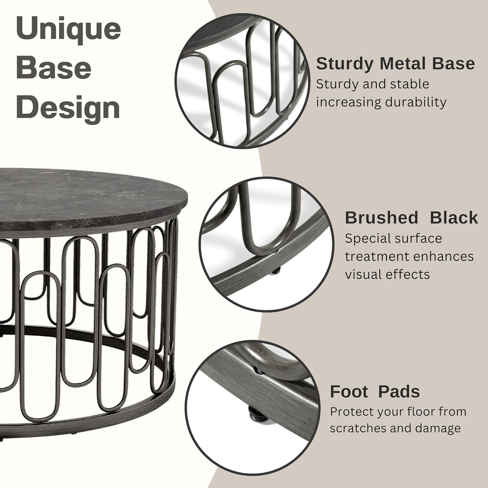 Furniture of America Davis 3-Piece Modern Table Set with Marble Top & Stu...