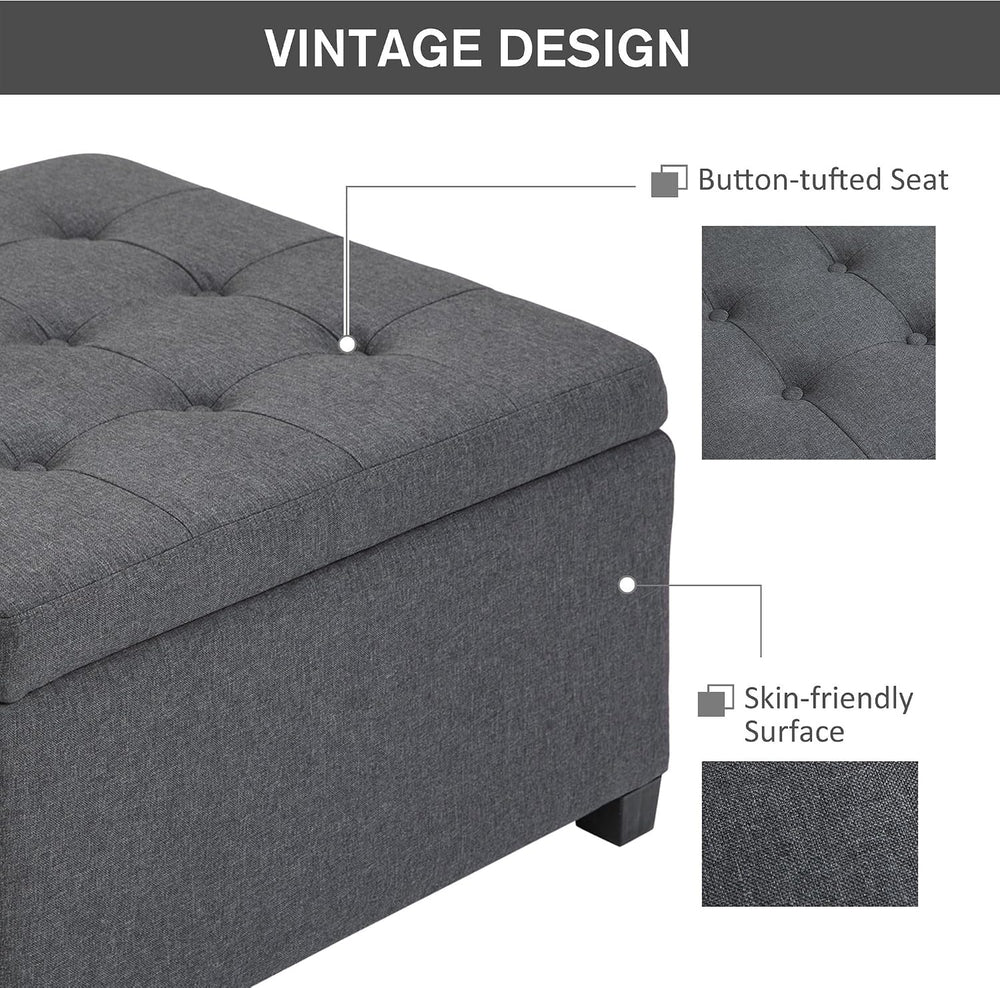 33x28x17inch 450lb Premium Quality Tufted Microfiber Storage Ottoman LiftTop ...