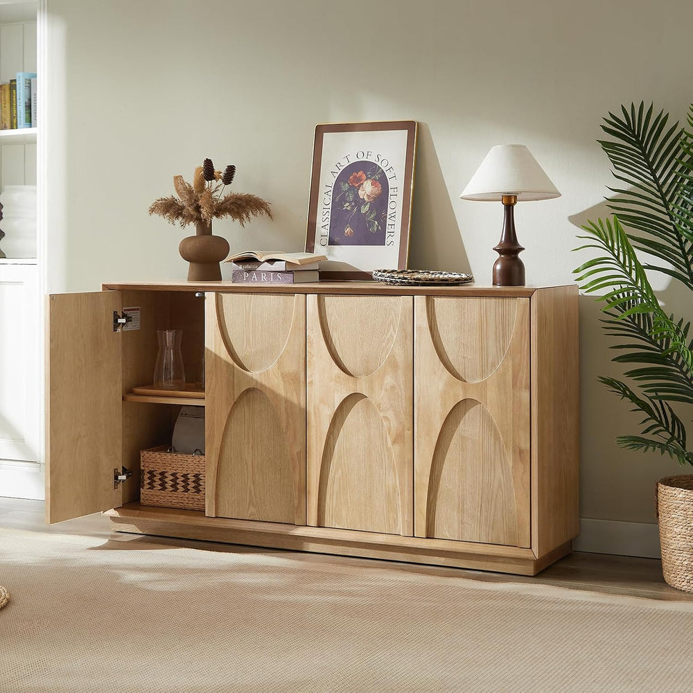LKTART 59" Sideboard Buffet Cabinet Retro Accent Storage Cabinet with Ma...
