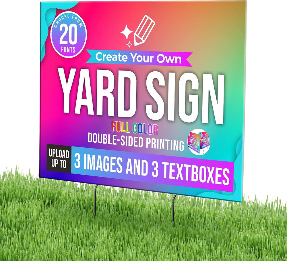 6 Pack 24x18" Double Sided Custom Yard Sign with Metal Stakes, Personali...