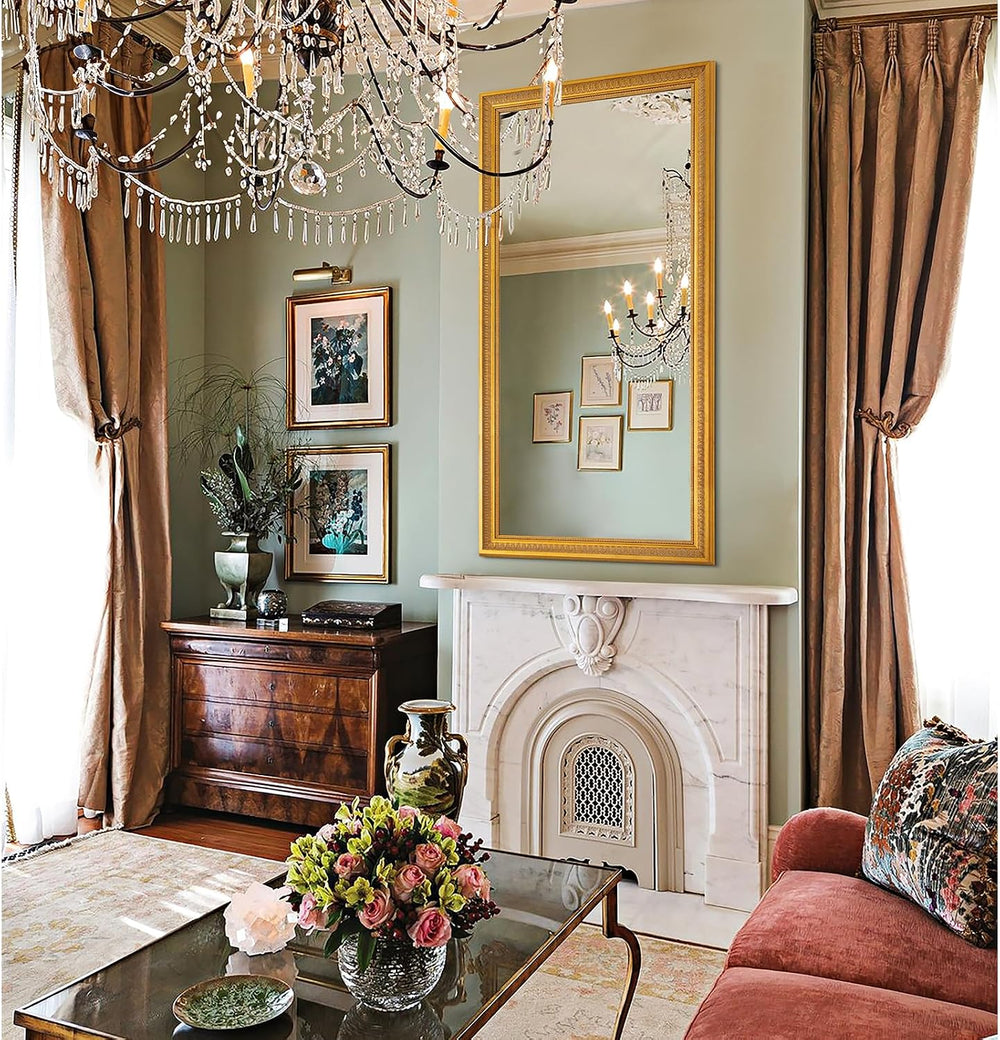 Chende Large Wall Mirror 60''x30'', Antique Gold Mirrors for ...