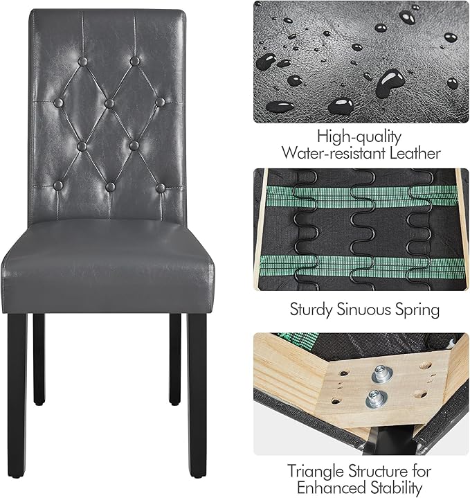 Yaheetech Upholstered Dining Chairs Set of 2 Modern Leather Parsons Kitchen C...